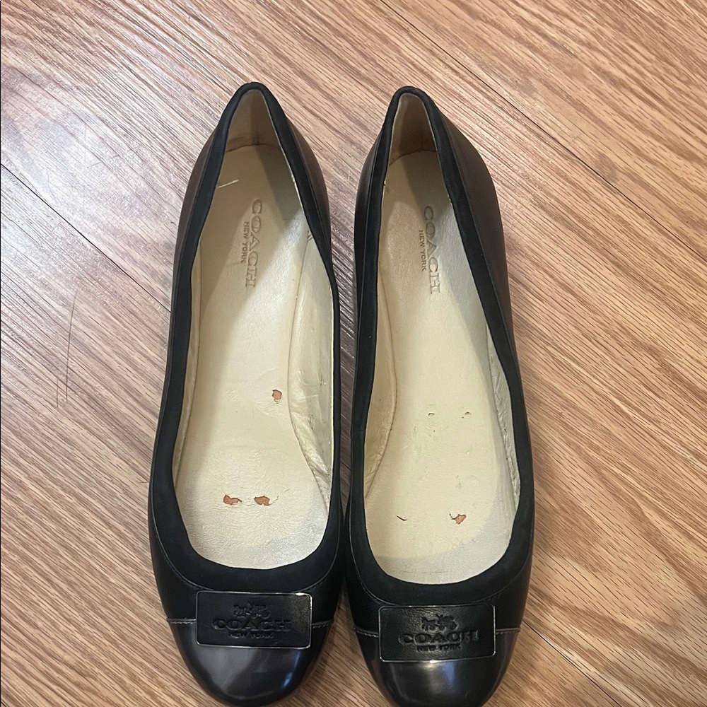 Coach Black and Silver Leather Flats - Picture 3 of 13